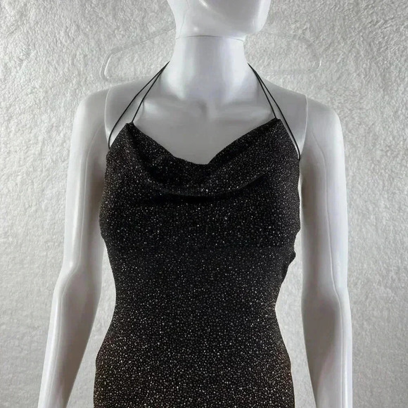 VTG B. Darlin Women 8 Cowlneck Slip Dress Stretch Allover Sparkel Copper 90s Y2K - Picture 3 of 14